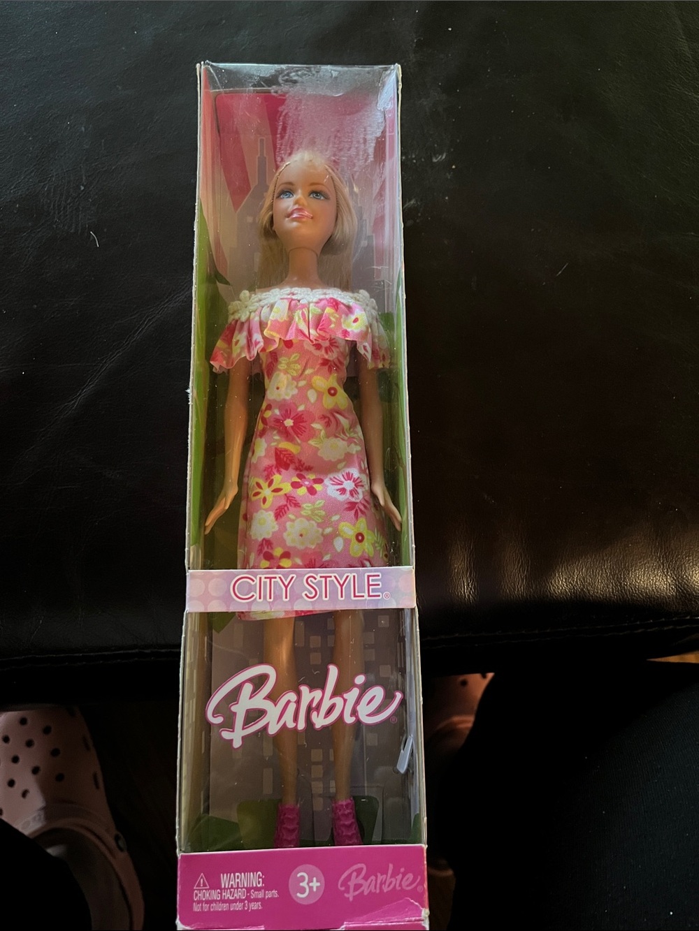 Barbie Pink Floral Off-Shoulder City Style Dress